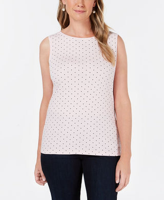 Karen Scott Blusa Feminina Gola Canoa com Bolinhas Rosa Tamanho P