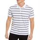 Camisa polo Calvin Klein masculina listrada de algodão líquido slim fit - branca, tamanho XS