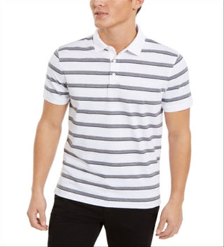 Camisa polo Calvin Klein masculina listrada de algodão líquido slim fit - branca, tamanho XS