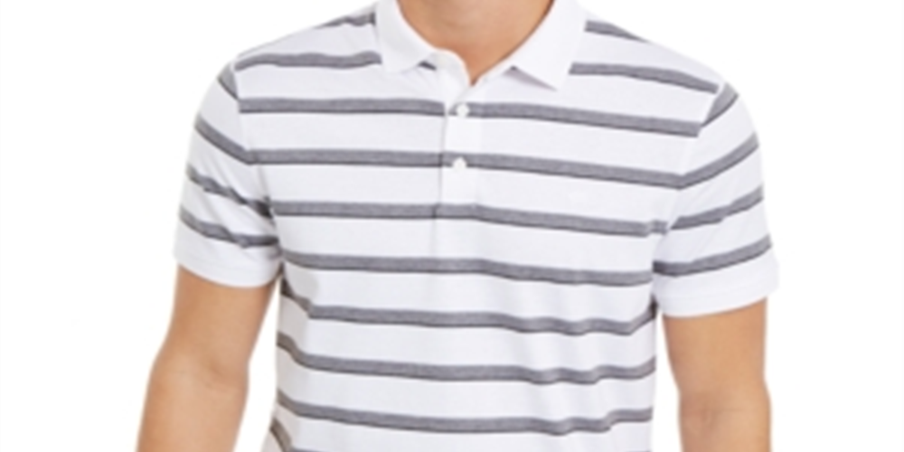 Camisa polo Calvin Klein masculina listrada de algodão líquido slim fit - branca, tamanho XS