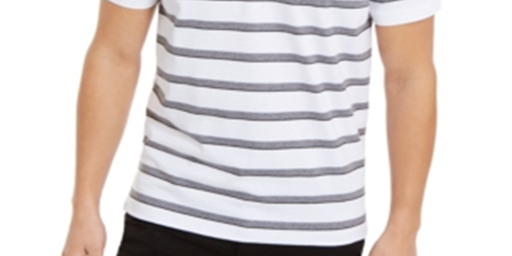 Camisa polo Calvin Klein masculina listrada de algodão líquido slim fit - branca, tamanho XS