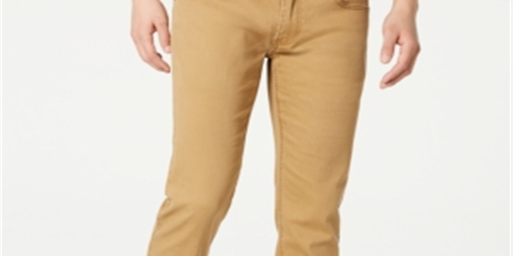 Calça jeans masculina justa e elástica Inc - Library Oak Brown, tamanho 34x34