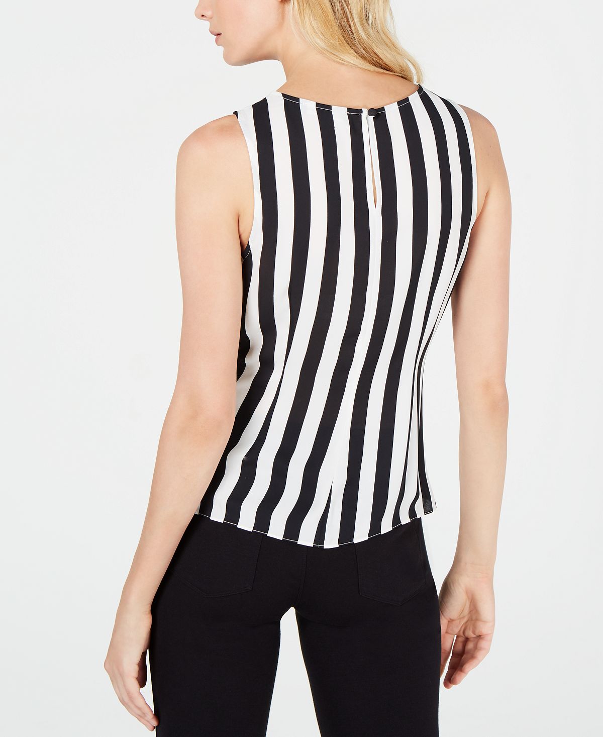 Blusa feminina com listras frontais torcidas da INC International Concepts, tamanho P