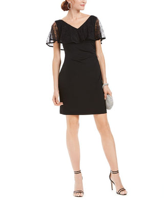 Connected Women's Lace Overlay Sheath Dress Black Size 12P