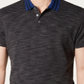 Camisa polo masculina listrada de manga curta Alfani, preta, tamanho grande