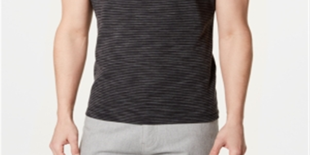 Camisa polo masculina listrada de manga curta Alfani, preta, tamanho grande