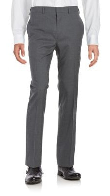 Calça de lã Ralph Lauren masculina de perna reta, cinza, tamanho 34x30
