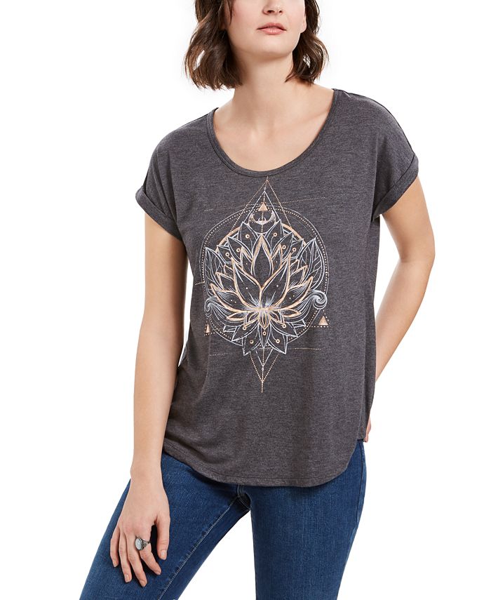 Camiseta feminina gráfica Style &amp; Co, preta, tamanho pequeno e pequeno
