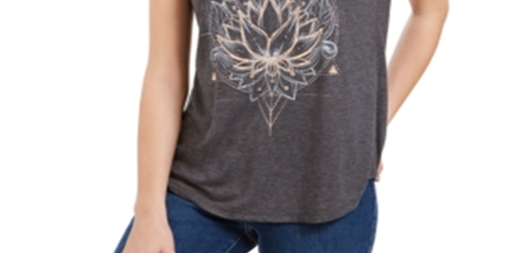 Camiseta feminina gráfica Style &amp; Co, preta, tamanho pequeno e pequeno