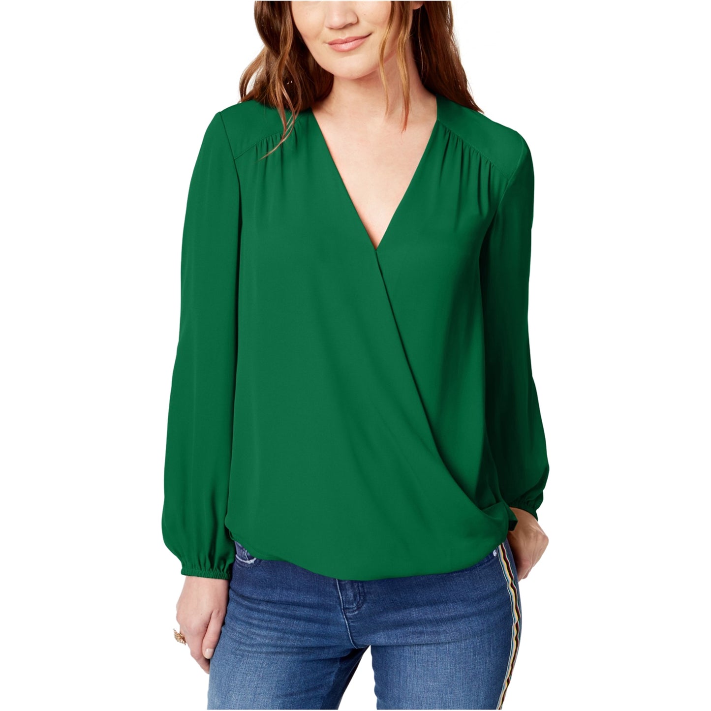 Blusa feminina com sobrepeliz INC International Concepts, verde, tamanho médio