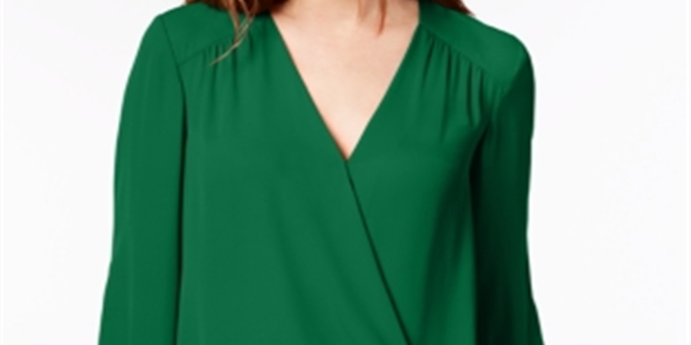 Blusa feminina com sobrepeliz INC International Concepts, verde, tamanho médio