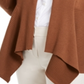 Cardigan feminino canelado com bainha de lenço JM Collection, marrom, tamanho X-S