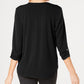 Top feminino com zíper e acabamento em zíper JM Collection, preto, tamanho pequeno