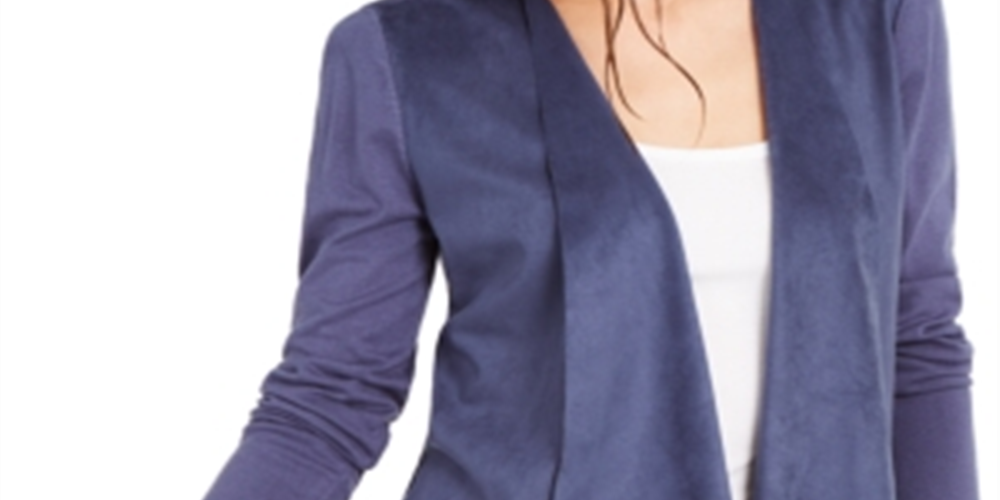 Cardigan feminino de malha aberta frontal INC International Concepts, azul, tamanho pequeno