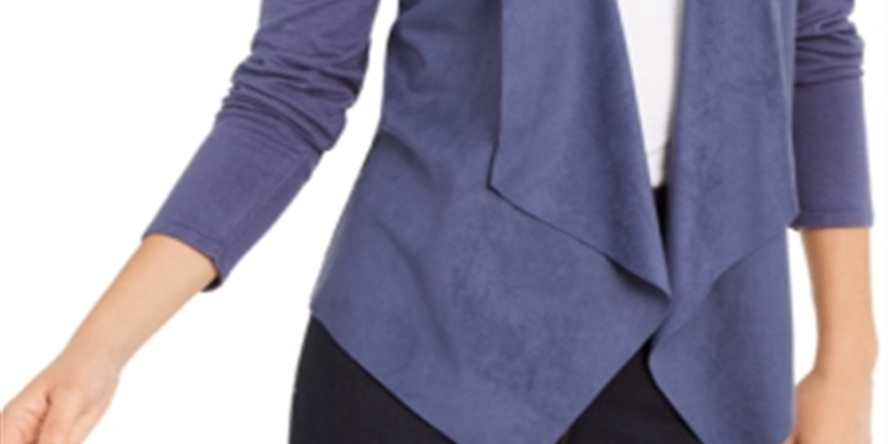 Cardigan feminino de malha aberta frontal INC International Concepts, azul, tamanho pequeno