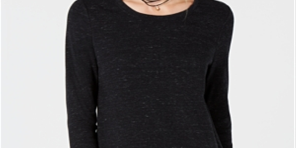 Blusa feminina com decote redondo e listras estilo &amp; co, preta, tamanho pequeno médio