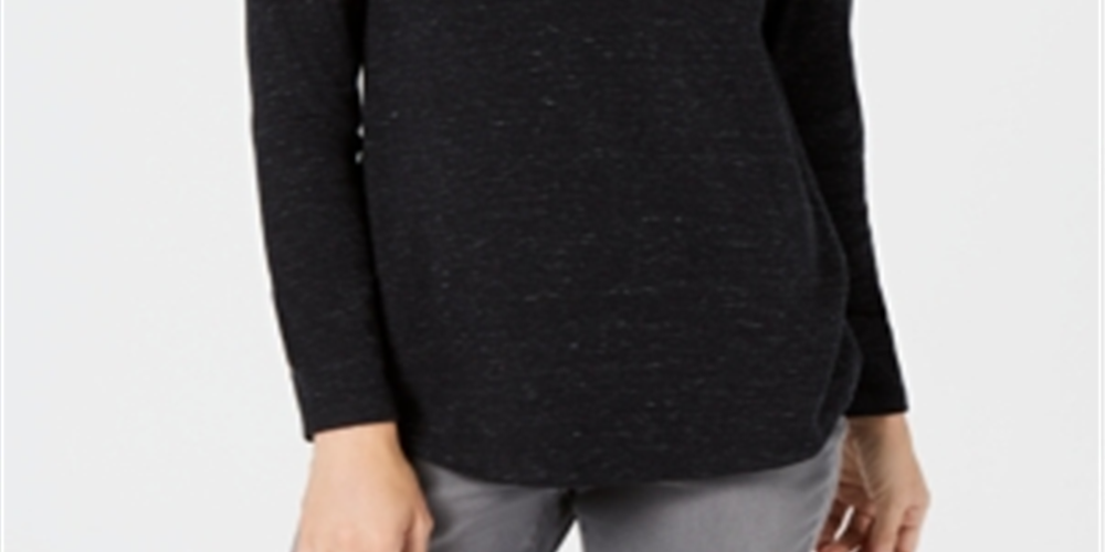 Blusa feminina com decote redondo e listras estilo &amp; co, preta, tamanho pequeno médio