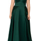 Vestido feminino Xscape de cetim com zíper e ombros de fora, comprimento total, corte formal, verde, tamanho 16W