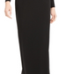 Vestido de festa longo Calvin Klein feminino, manga comprida, ombro de fora, preto, tamanho 12