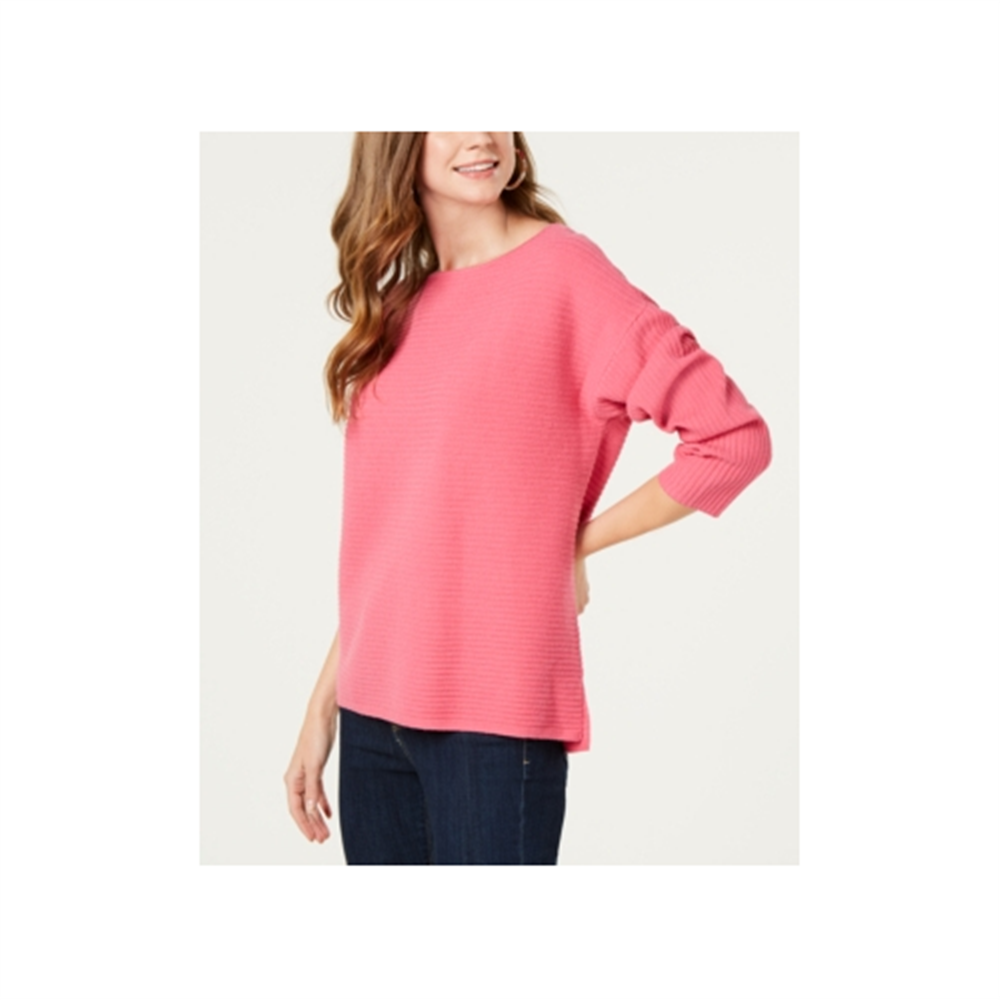 Suéter feminino com decote canoa canelado Style &amp; Co, rosa, tamanho médio