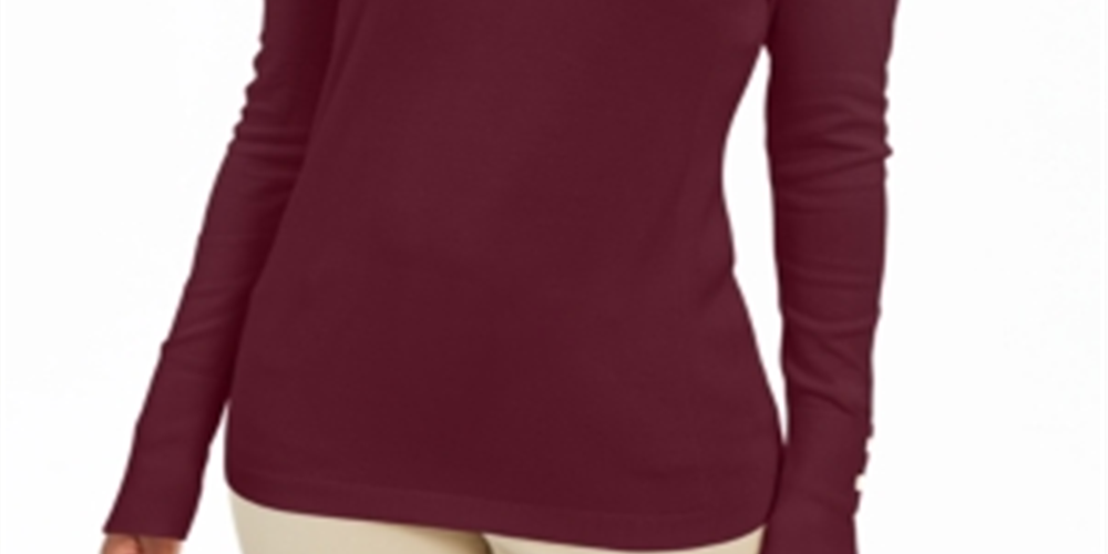 Suéter feminino com decote em V e mangas enfeitadas, tamanho XS, vermelho, da coleção JM