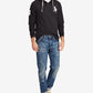 Moletom com capuz Ralph Lauren masculino de algodão, preto, tamanho pequeno