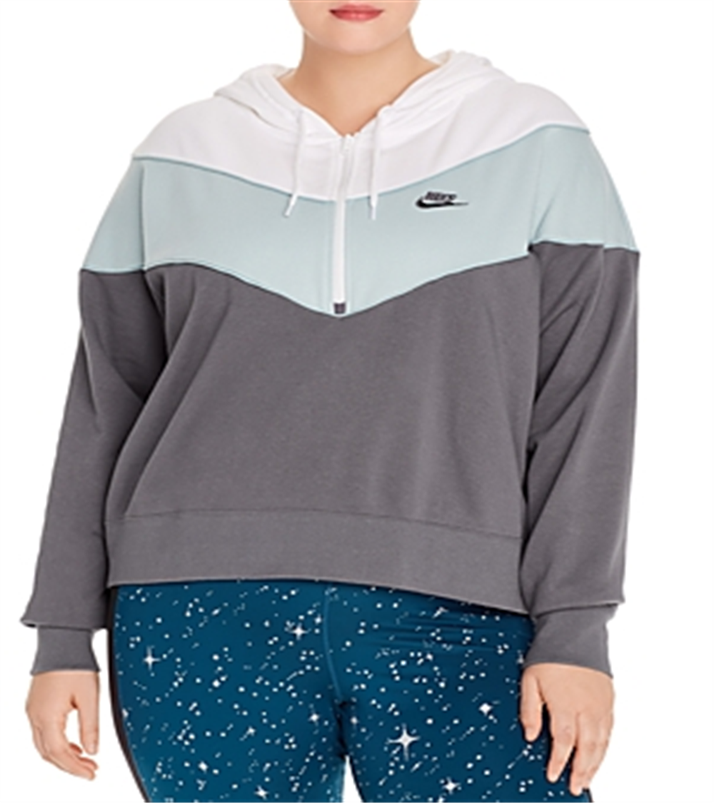 Moletom com capuz Nike Color Block feminino cinza tamanho 3X