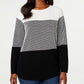 Karen Scott Petite Cotton Colorblocked Sweater Combo Preto Tamanho Petit XS