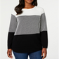Karen Scott Petite Cotton Colorblocked Sweater Combo Preto Tamanho Petit XS