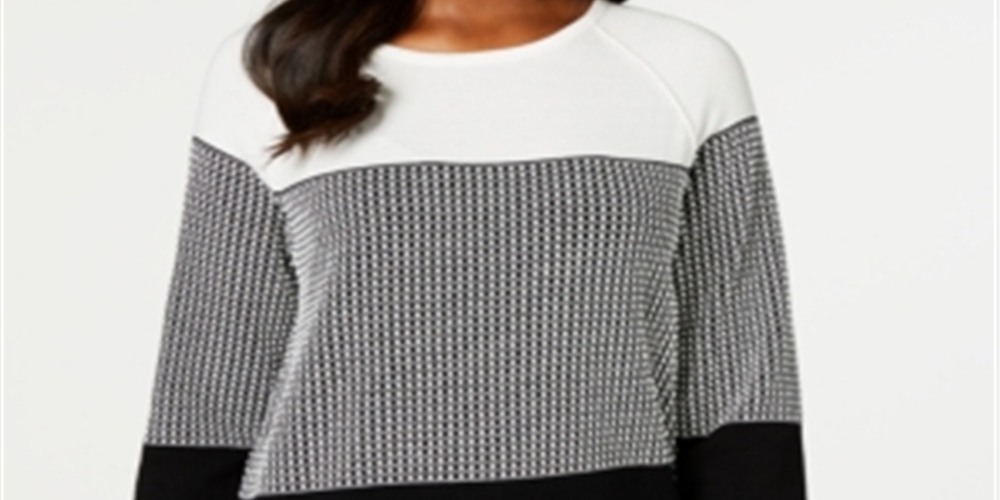 Karen Scott Petite Cotton Colorblocked Sweater Combo Preto Tamanho Petit XS