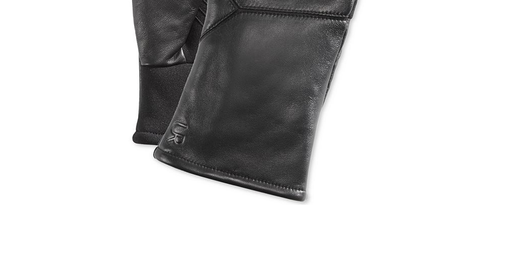 Luvas de couro masculinas UR Powered com forro de pele sintética e tela sensível ao toque, pretas, tamanho P/M
