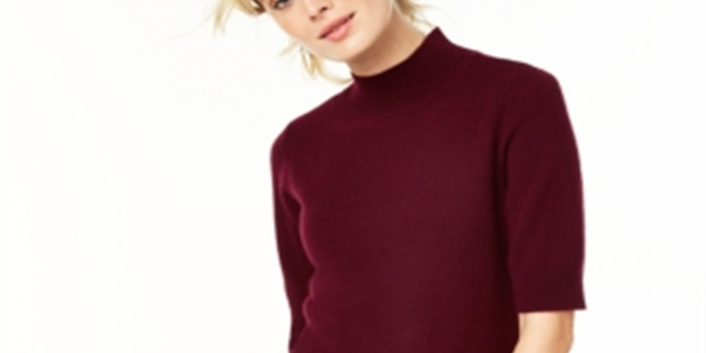 Suéter feminino de cashmere com gola alta Charter Club, vermelho Crantini, tamanho médio