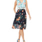 Vestido feminino Vince Camuto com estampa floral e blocos de cores, azul-marinho, tamanho 2, poliéster, azul, tamanho 2