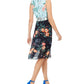 Vestido feminino Vince Camuto com estampa floral e blocos de cores, azul-marinho, tamanho 2, poliéster, azul, tamanho 2