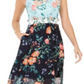 Vestido feminino Vince Camuto com estampa floral e blocos de cores, azul-marinho, tamanho 2, poliéster, azul, tamanho 2