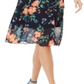 Vestido feminino Vince Camuto com estampa floral e blocos de cores, azul-marinho, tamanho 2, poliéster, azul, tamanho 2