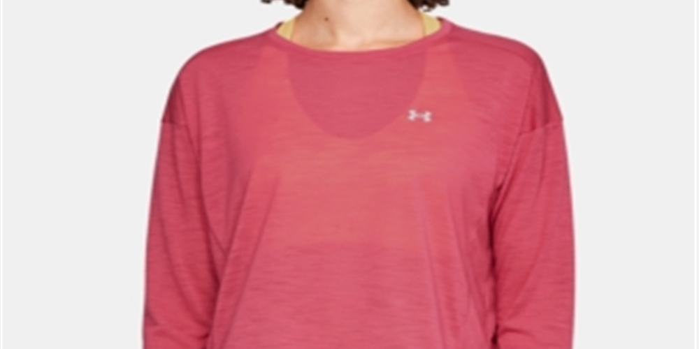 Under Armour Top curto feminino com elástico e cordão na cintura, rosa, tamanho XS