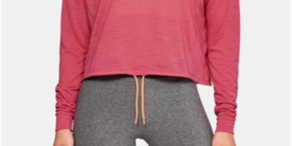 Under Armour Top curto feminino com elástico e cordão na cintura, rosa, tamanho XS