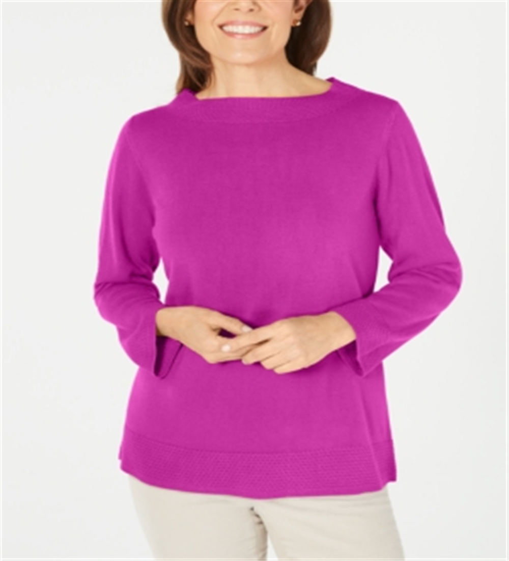 Karen Scott Suéter Feminino Gola Bateau Manga Longa Roxo Framboesa Tamanho Médio