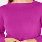 Karen Scott Suéter Feminino Gola Bateau Manga Longa Roxo Framboesa Tamanho Médio