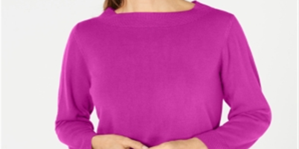 Karen Scott Suéter Feminino Gola Bateau Manga Longa Roxo Framboesa Tamanho Médio