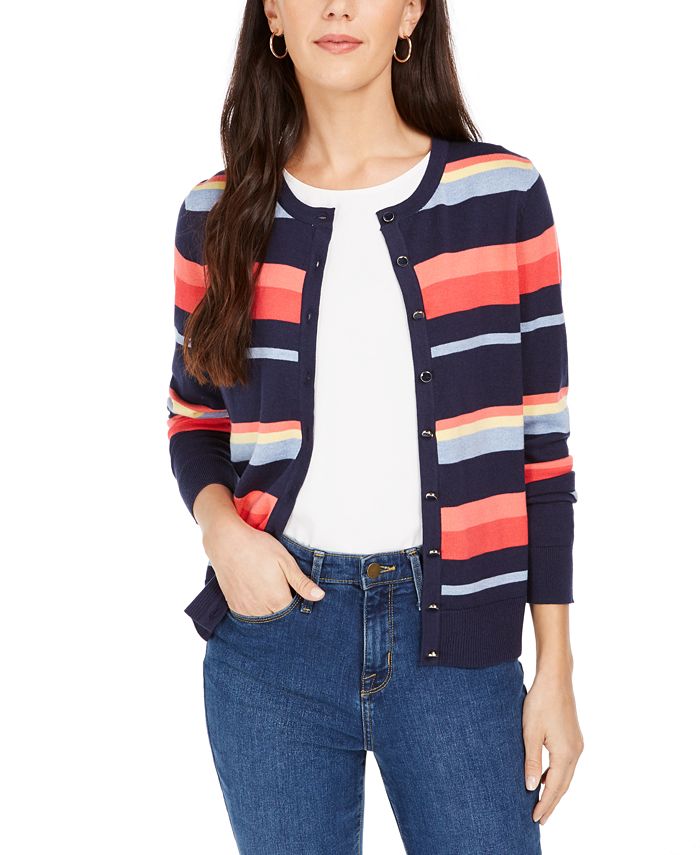 Cardigan listrado feminino Charter Club azul tamanho -XL