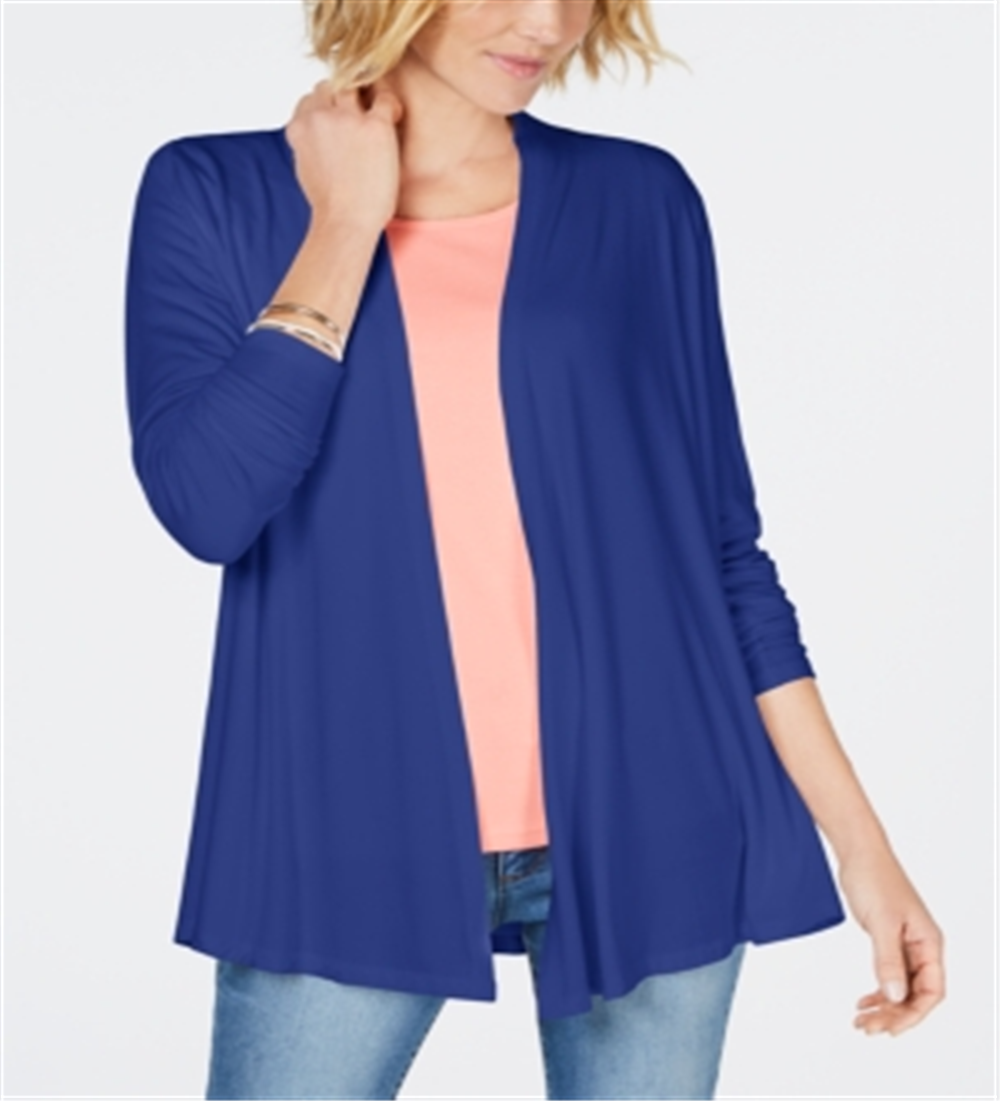 Karen Scott Cardigan Feminino Frente Aberta Azul Tamanho Pequeno XL