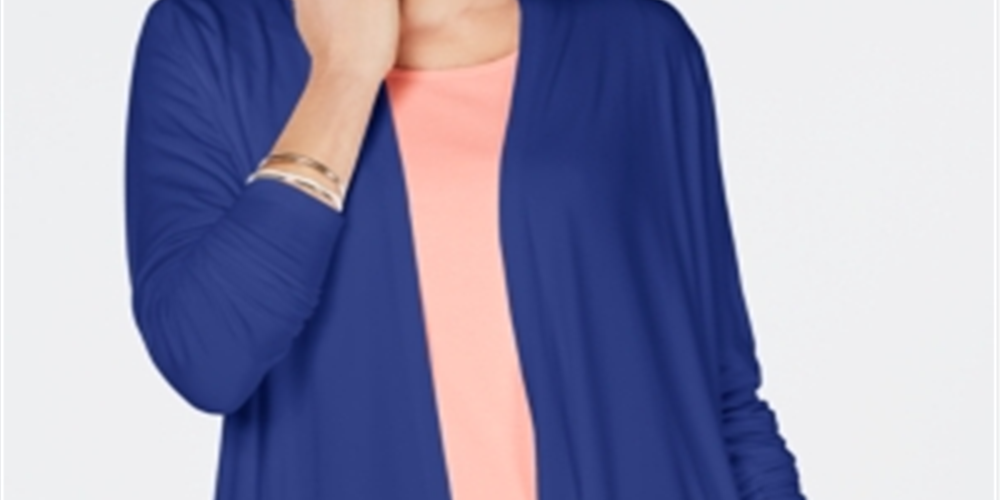 Karen Scott Cardigan Feminino Frente Aberta Azul Tamanho Pequeno XL