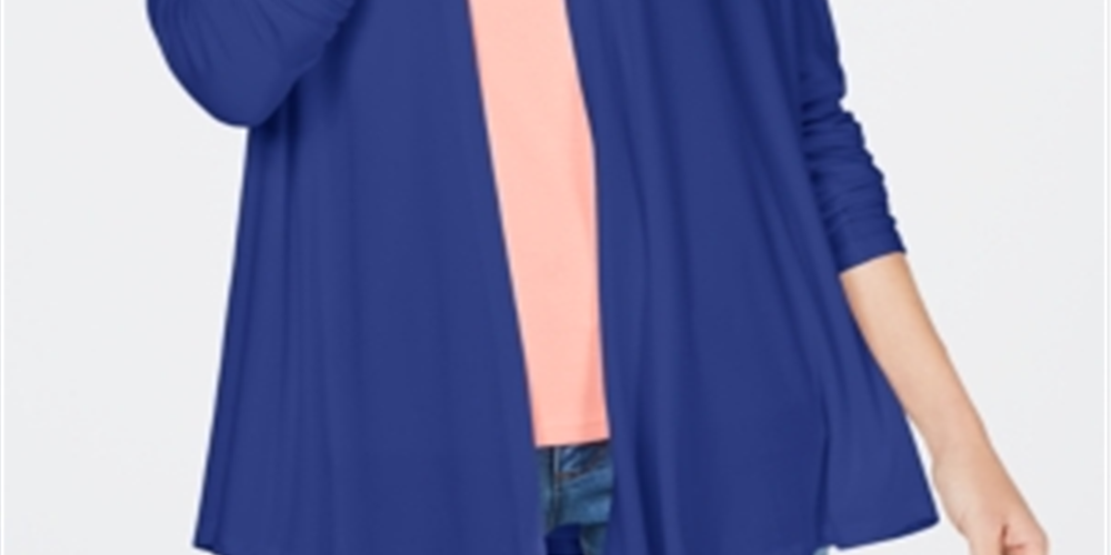 Karen Scott Cardigan Feminino Frente Aberta Azul Tamanho Pequeno XL
