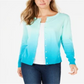 Cardigan feminino Charter Club Ombre turquesa azul-pedra tamanho pequeno
