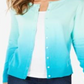 Cardigan feminino Charter Club Ombre turquesa azul-pedra tamanho pequeno