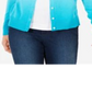Cardigan feminino Charter Club Ombre turquesa azul-pedra tamanho pequeno