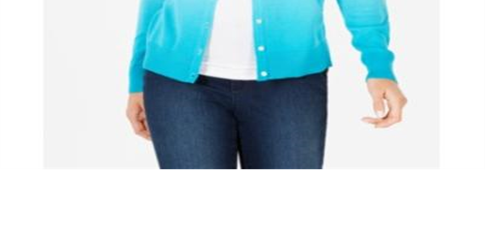 Cardigan feminino Charter Club Ombre turquesa azul-pedra tamanho pequeno