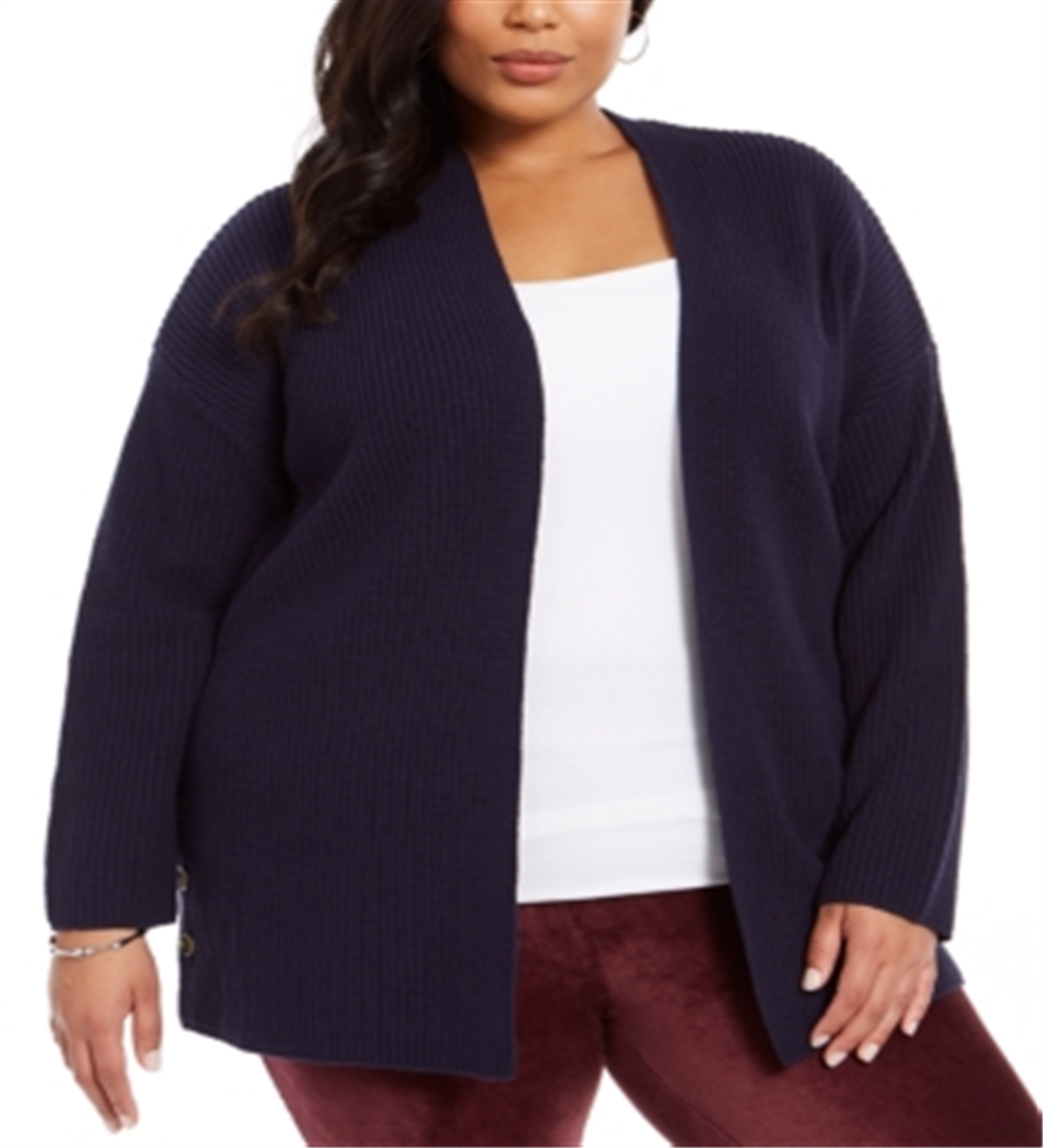 Cardigan feminino com acabamento em botões, azul, tamanho 3X, da Style &amp; Co